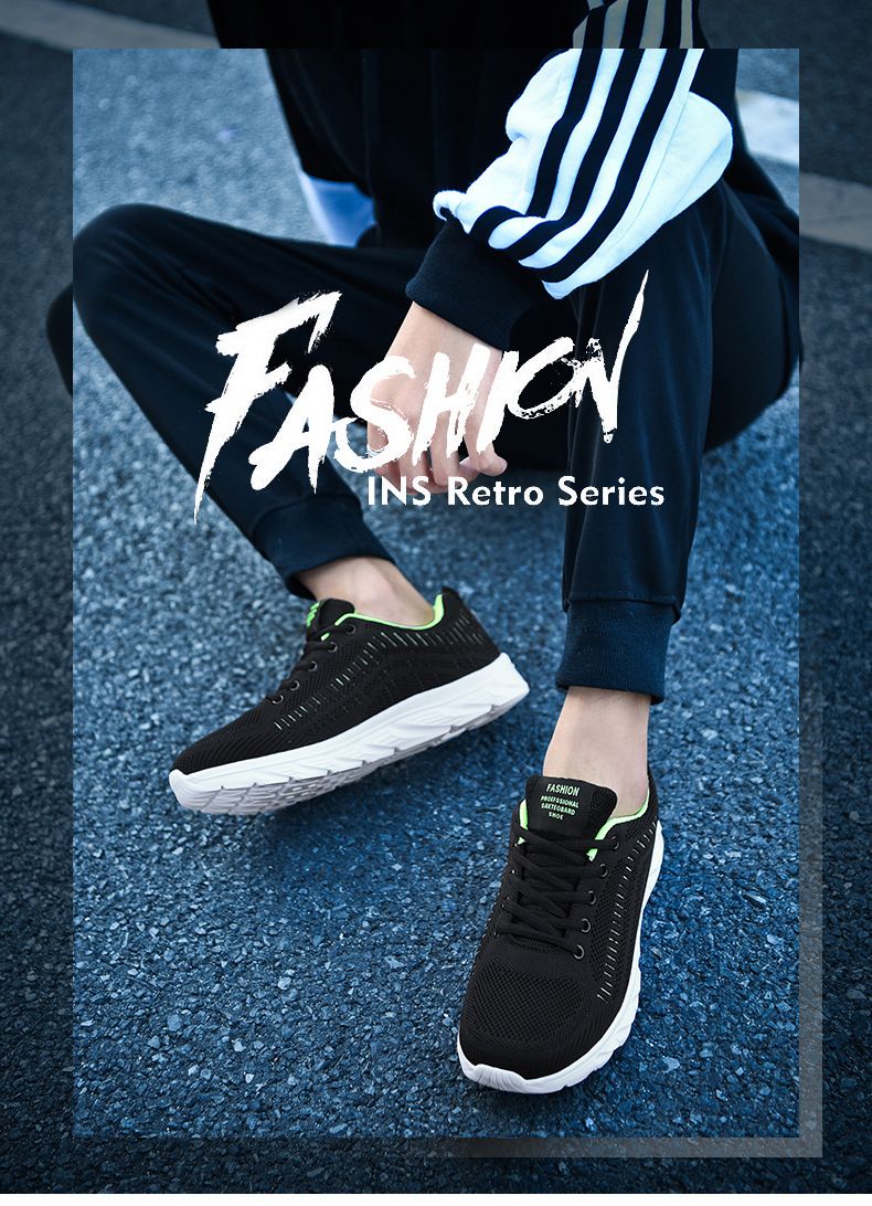 Scarpe da ginnastica da uomo alla moda in maglia con lacci, scarpe da ginnastica da passeggio per corsa atletica all'aperto_voghion.com