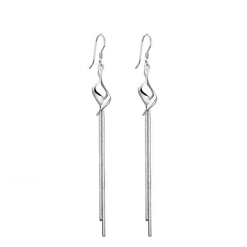 Geometrische Hängeohrstecker aus 925er Sterlingsilber mit Quastenkette, C17_voghion.com