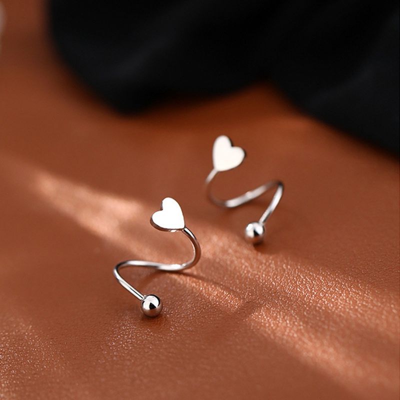 Piercing a spirale per cartilagine a forma di cuore, minimalista, in acciaio inossidabile, con anello per labbra attorcigliato e orecchini a perno_voghion.com