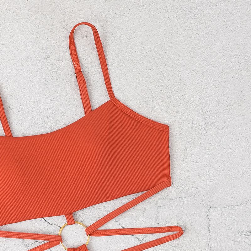 Maillot de bain une pièce Sexy, couleur unie, taille haute, Bikini, pour femmes_voghion.com