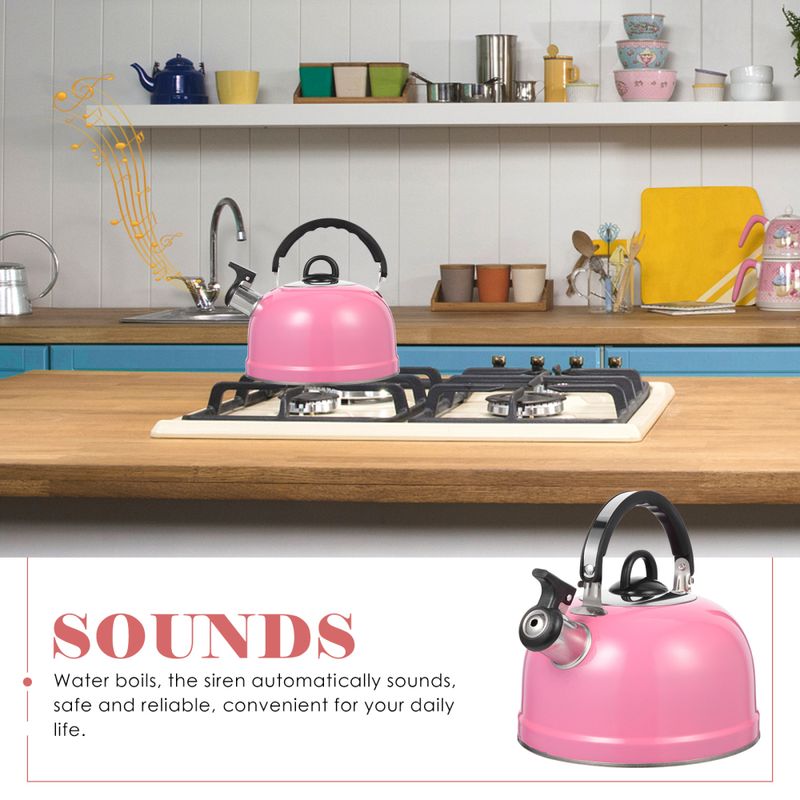 Stainless Steel Stove Top Kettles Hot Pot Practical Whistling Tea Handle Pot Boiling Water Gas Stove Heating For Travel Camping_voghion.com