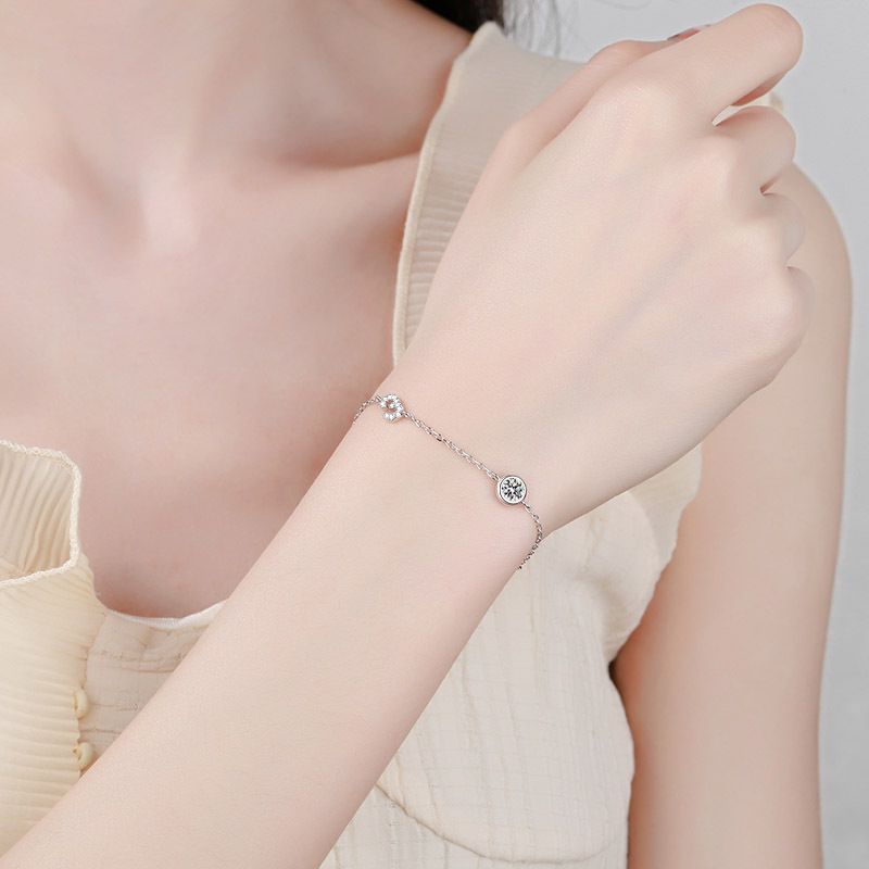 Bracciale in argento sterling da donna con manipolo in mosonite 1314 placcato con piccolo regalo fresco PT950_voghion.com