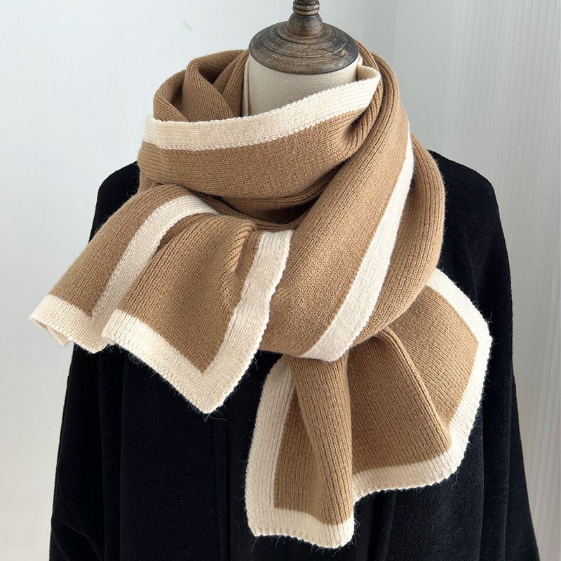 Schwaarz-wäiss Faarfpassend Schal, Wanter neien High-End Randstrickpullover, Nischdesign, villfälteg fir Männer a_voghion.com