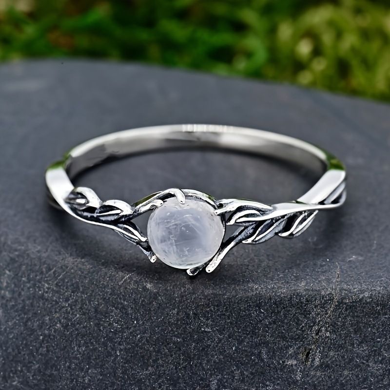 Lodi Fashion Jewelry New Accessories Elegant Leaf Moonstone Ring For Women_voghion.com