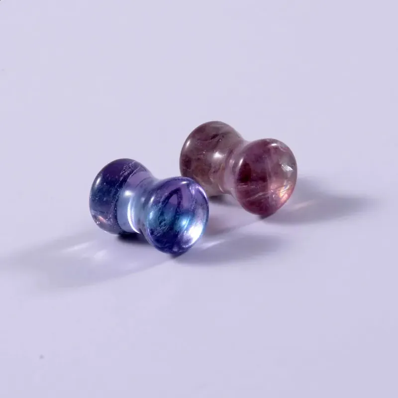 2 Stück Naturstein Doppelt ausgestellter Opal-Quarz-Ohrtunnel, farbiges Expandergewicht, Körperpiercing-Schmuck 241217_voghion.com