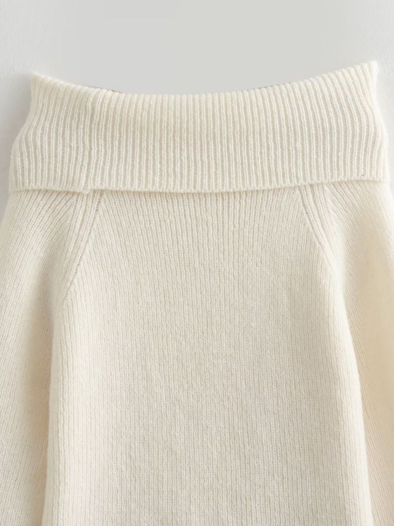 Damen Off-Shoulder Slim Fit Einfarbiger Pullover Herbst Winter Mode Strickwaren Lässiger Pullover Off Shoulder Sexy Slim Einfarbiger Pullover_voghion.com