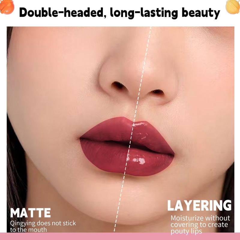SHCOETY Lollipop Set - Double-Ended Matte & Shimmer Lip Gloss Duo - Pearl Fine Shimmer, Non-Stick Cup, Layerable Lip Glaze_voghion.com