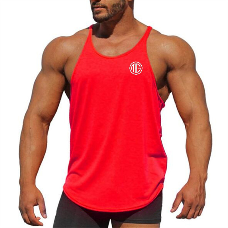 Professionelles Bodybuilding- und Fitness-Tanktop für Herren aus reiner Baumwolle mit tiefem Graben, Racerback, lockerer Sport, dünner Schultergurt_voghion.com