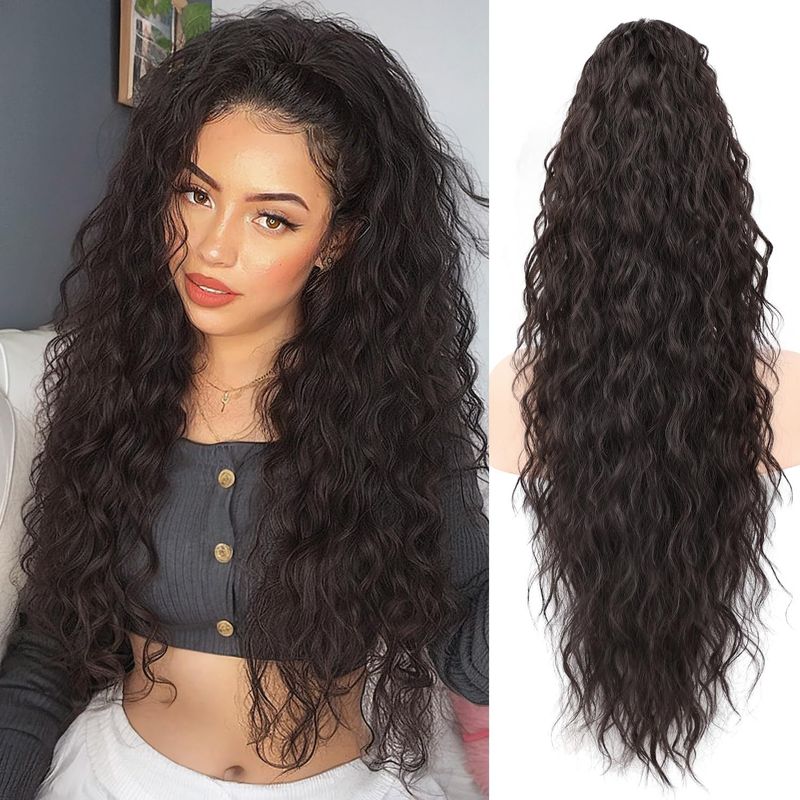 Synthetic Ponytails Wig Corn Perm Long Curly Hair Fluffy Clip Ponytail Wig Ponytail_voghion.com