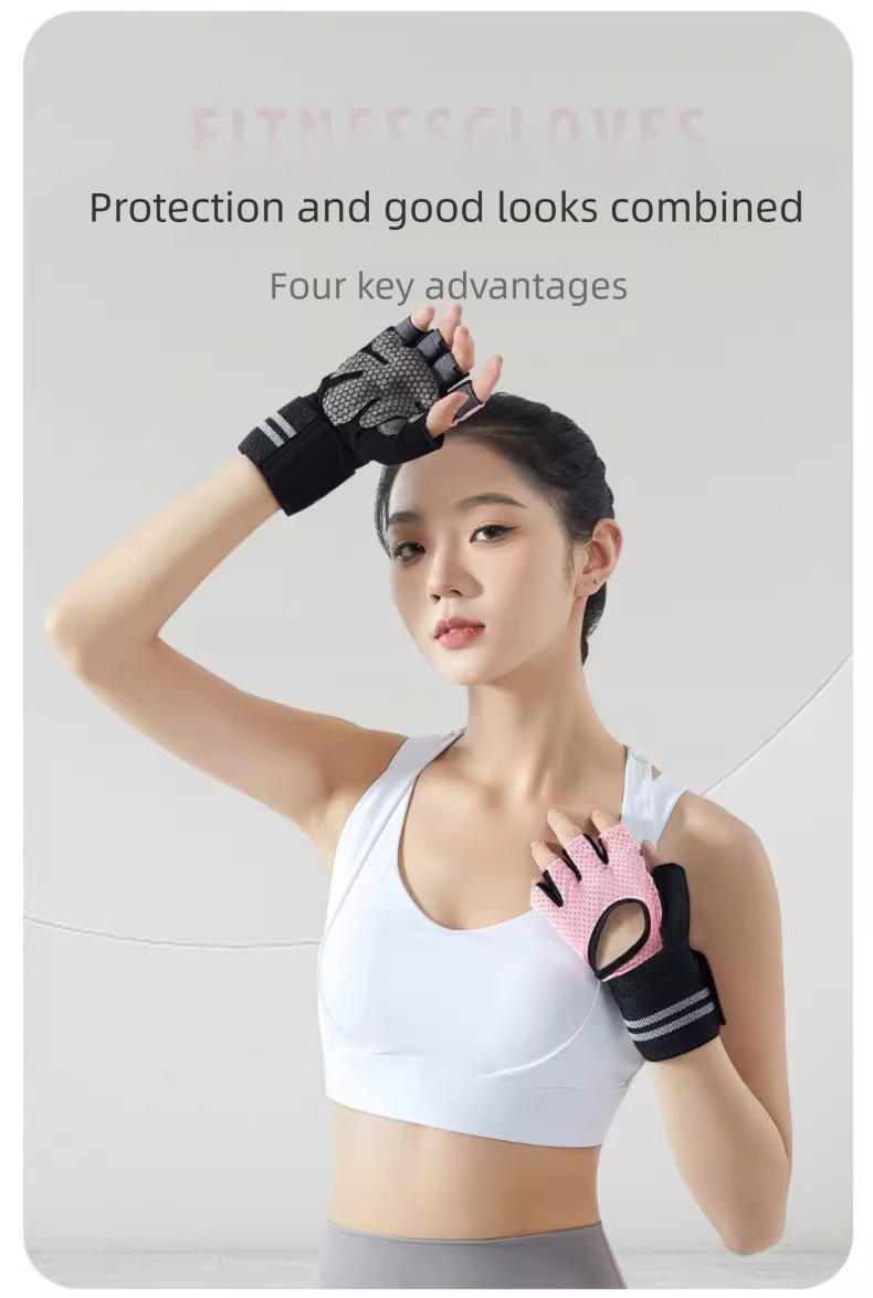 Fitness-Handschuh für Frauen: Trainingsausrüstung, Gewichtheben, Handgelenkstütze, atmungsaktiv, rutschfest, Halbfingerhandschuhe für Radsport und andere Sportarten._voghion.com