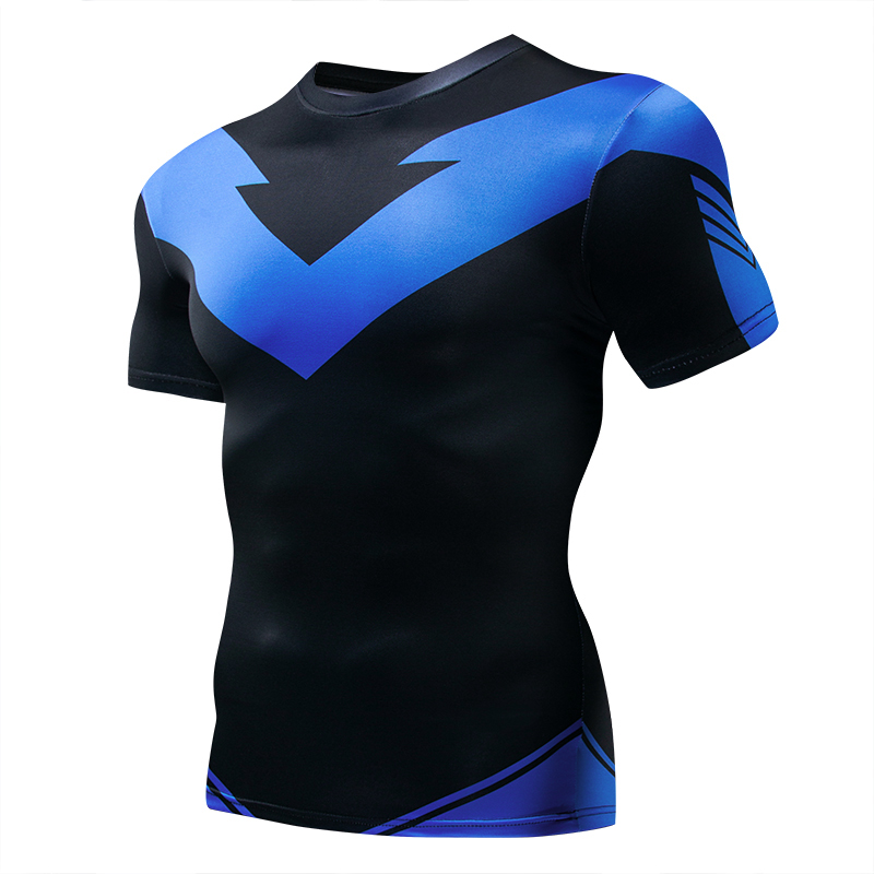 High Quality Men's Short Sleeve Compression T-Shirt 3D Compression T-Shirt Sports Running Quick Dry Summer Fitness Clothing_voghion.com
