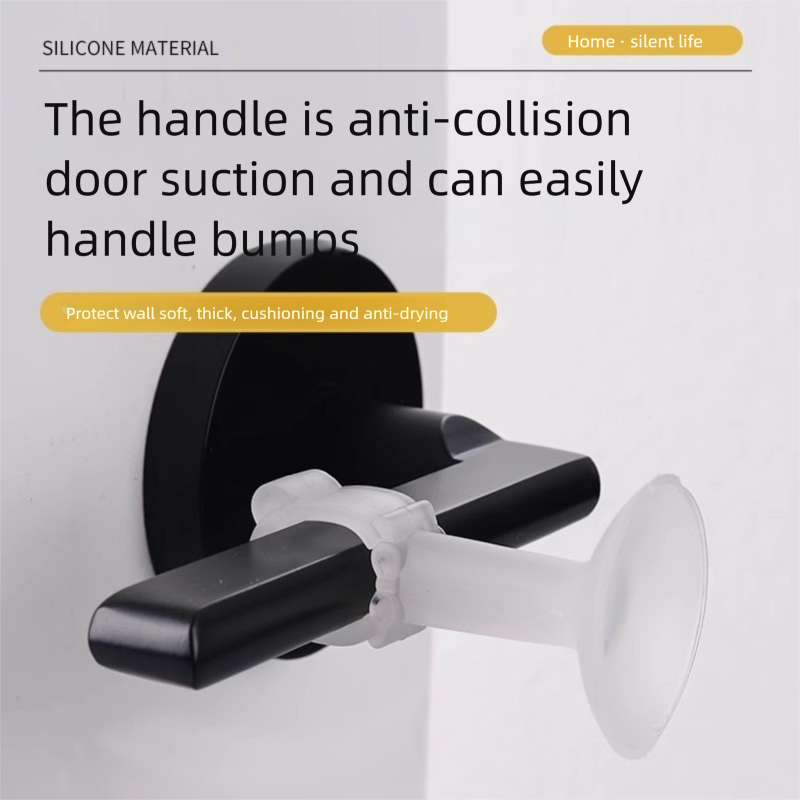 Silicone Door Stopper - No Drill Silent Anti-Collision Pad, Handle Design, For Bathroom & Bedroom_voghion.com