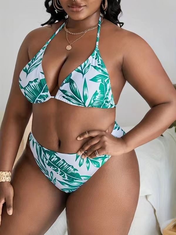 Dreiteiliger Badeanzug für Damen, langärmliger, einteiliger Überzug mit Digitaldruck, geteilter, sexy Bikini-Badeanzug in Übergröße_voghion.com
