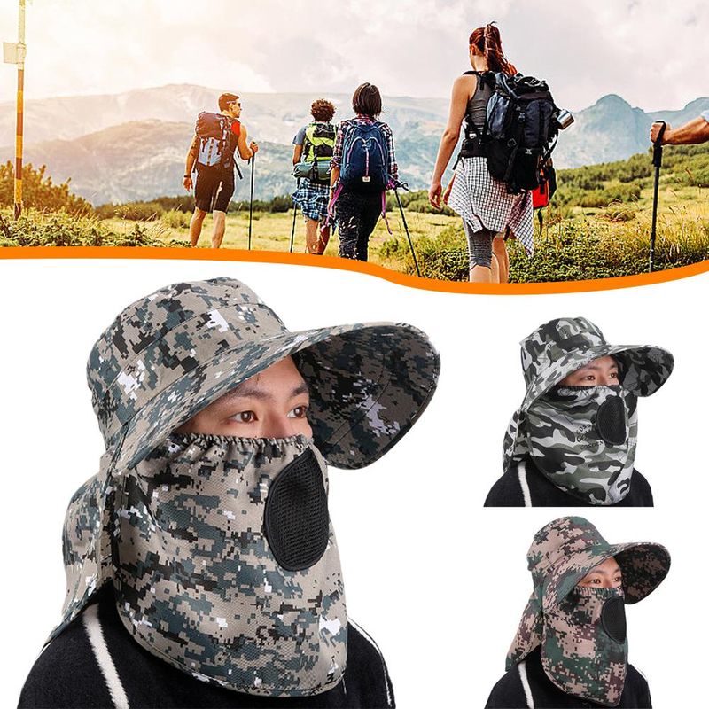 Hot Sale Summer Men Protection and Splashing Women Sun Shading Anti Ultraviolet Fisherman Hats Shawl Outdoor Cap Unisex_voghion.com