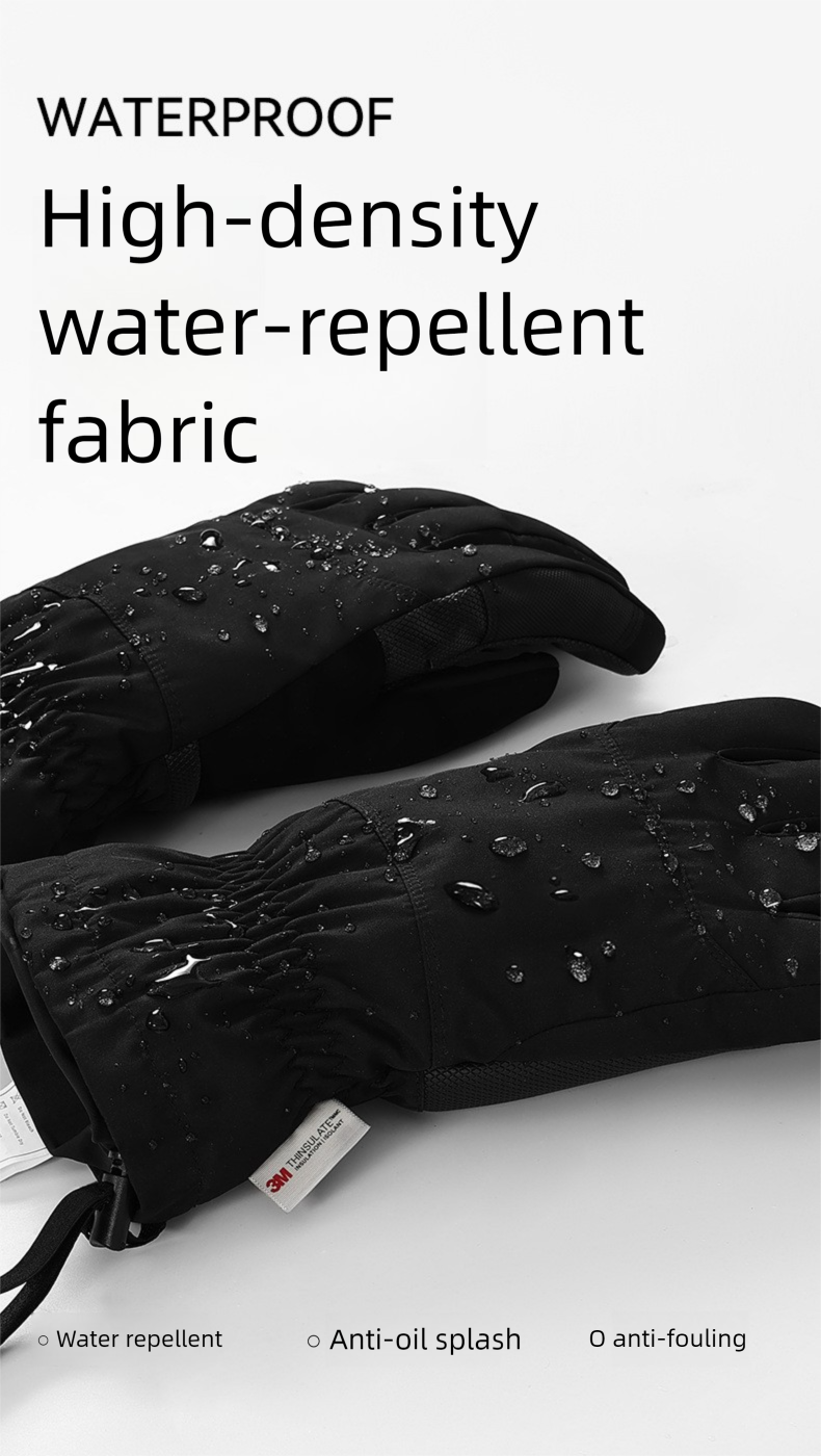 Ski Winter Warm Windproof Cold-proof Outdoor Cycling Touchscreen Fleece Lined Thickened Waterproof Fingerless Gloves_voghion.com