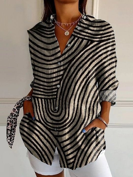 Chemise ample décontractée à boutons pour femme, motif imprimé 3D, offre spéciale, automne 2025_voghion.com