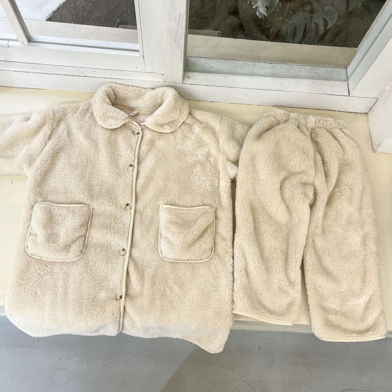 Pijamas de franela para niños, camisón largo de otoño/invierno para bebés, conjunto de ropa de casa de terciopelo Coral para niños y niñas_voghion.com