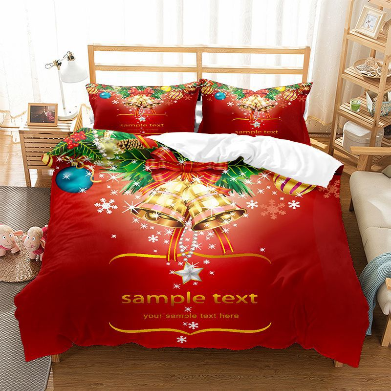 Christmas Bell Series Three Down Duvet Cover Matted Four Two piece Set Customizable_voghion.com
