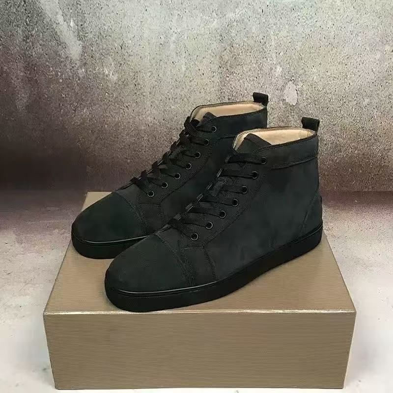 CL Herren High Top Rote Sohle Schuhe Seegurke Sternennieten Echtes Leder Atmungsaktiv Lässig Trendy Sneakers Europäisch_voghion.com