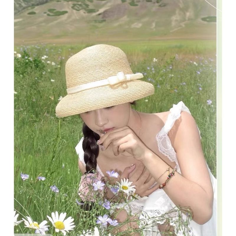 Rattan Branch Tree Style Hepburn Style Summer French Beach Vacation Fisherman Sunshade Sunscreen Straw Hat_voghion.com
