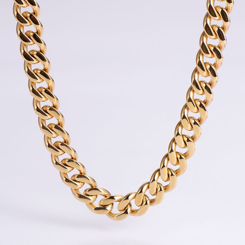 Men's Jewelry Hip Hop Jewelry Stainless Steel Polished Four Sided Grinding Necklace Cuban Chain Necklace_voghion.com