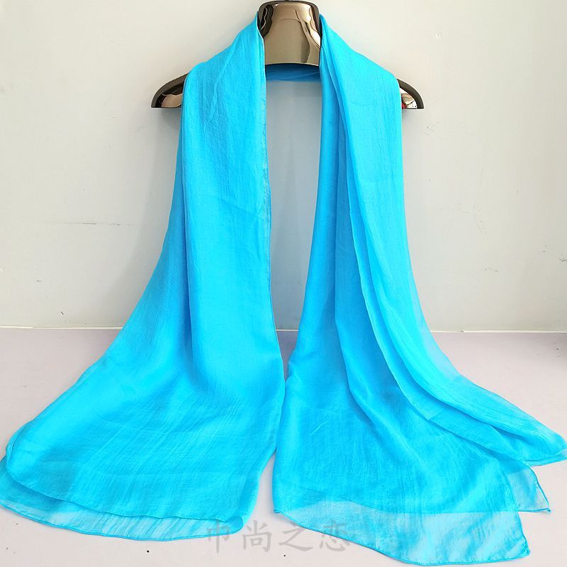 Leuchtend roter Seidenschal für Damen, modischer Chiffonschal für Frühling und Herbst, einfarbiger Tanzschal für den Winter, lange Ausführung_voghion.com