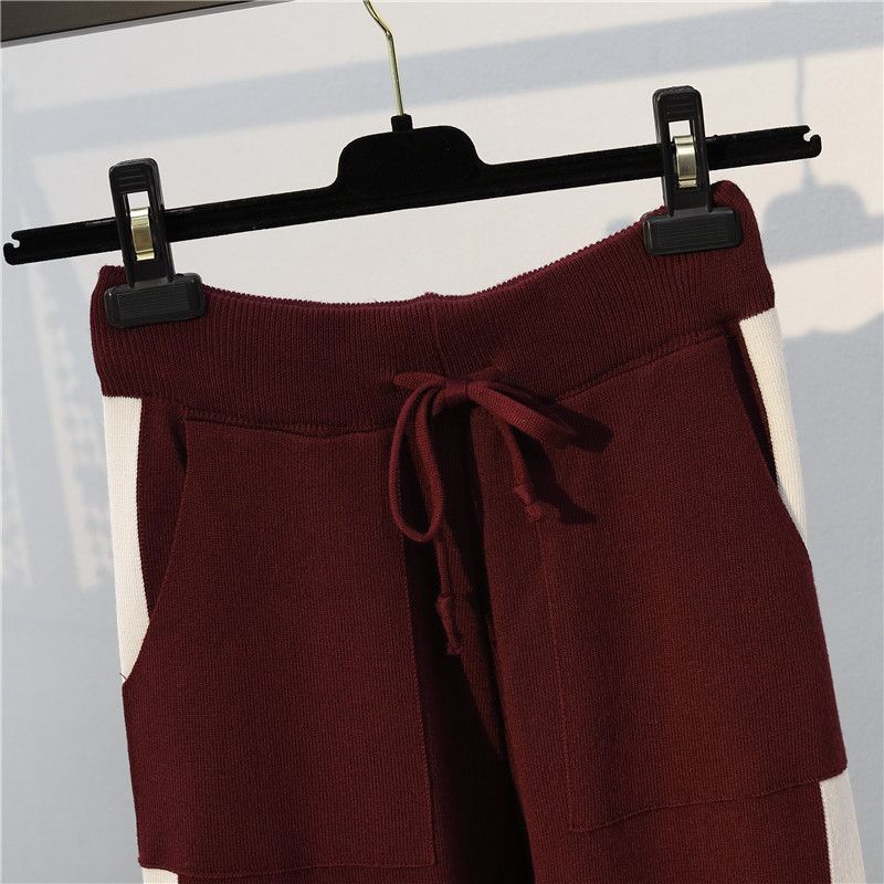 Damenbekleidung Herbst Große Größe Strickpullover Frühling und Herbst Zweiteiliger Pulloveranzug_voghion.com