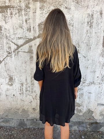 Conjunto de duas peças feminino casual de algodão e linho, cor sólida, manga comprida, camisa de tecido amassado, 2025_voghion.com