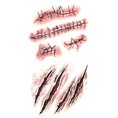 Hislaves 5 ks Halloween Speciální kostým Make-up Zombie jizvy Tetování s strupovou krví_voghion.com