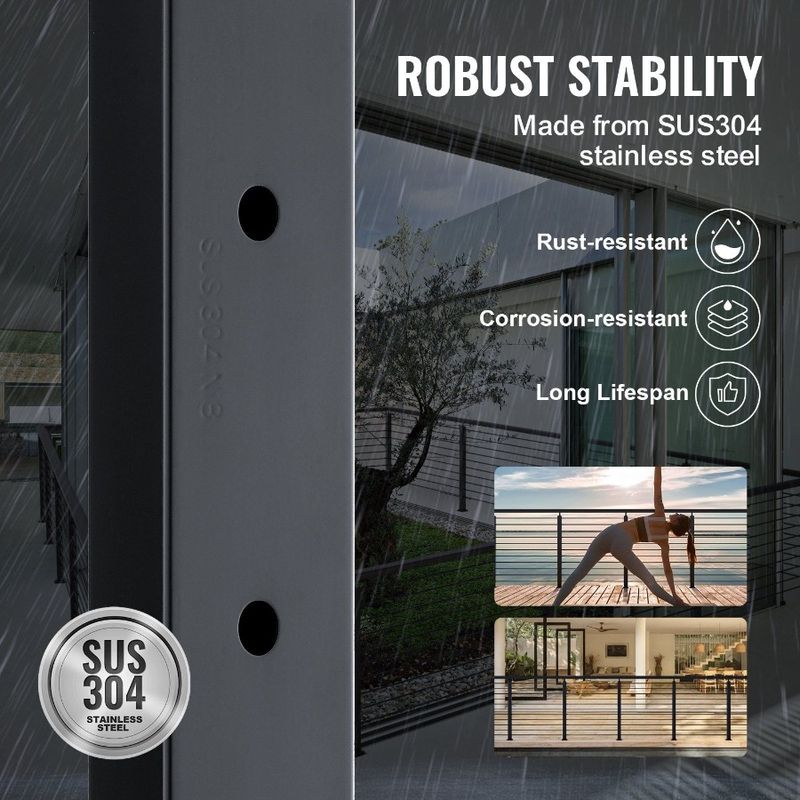 Palo per ponte in acciaio spazzolato, palo per cavo X Palo per ringhiera, cavo per scale P 36, corrimano livello 1,97, acciaio inossidabile 0,98 X, ringhiera di finitura per ponte_voghion.com