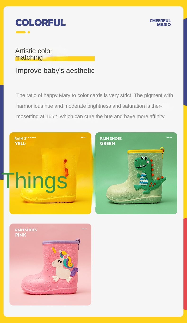 Botas infantis Bebê Meninos Menina EVA Antiderrapante Desenho Animado Dinossauro Chuva para Crianças Sapatos Impermeáveis Botas de Água menina_voghion.com