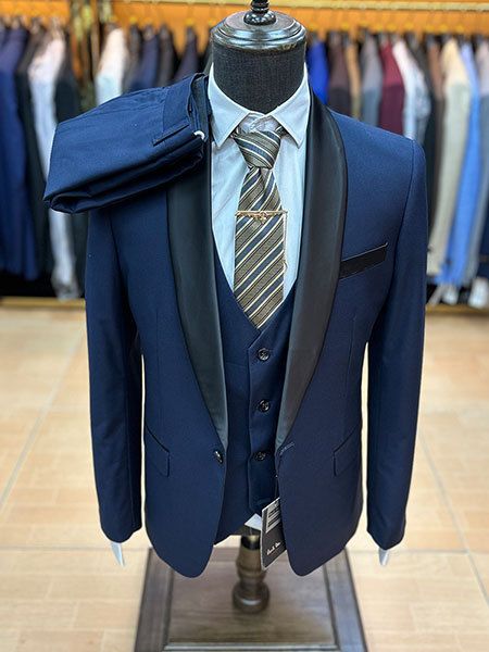 Abbigliamento maschile Colletto di frutta verde Abito da 3 pezzi per uomo Studente Laurea Spettacolo teatrale Abito sottile_voghion.com