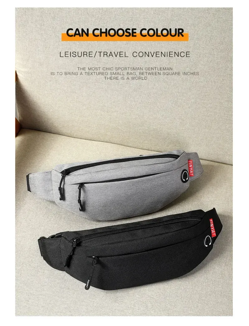 TINYAT Marsupio da uomo, borsa casual grande per telefono, marsupio da donna, marsupio da viaggio con tasche laterali a banana 250614l_voghion.com