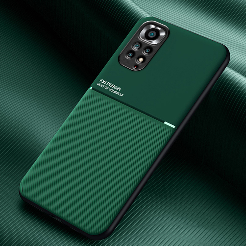 Magnetiskt läderfodral för Xiaomi Redmi Note 11 12 10 9 11E Pro 9S 10S 11S Plus 10C Inbyggt metallplåtsskydd Support Bilhållare_voghion.com