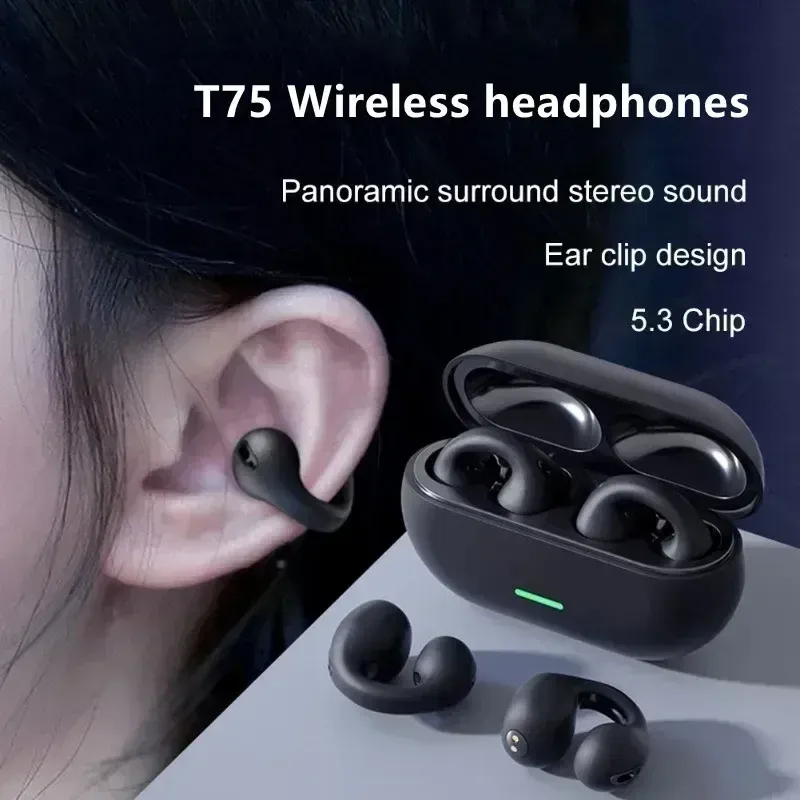New Original T75 Bone Conduction Wireless Bluetooth 5.3 Headphones Sports Earphones HiFi Sound Quality Waterproof TWS Headset_voghion.com