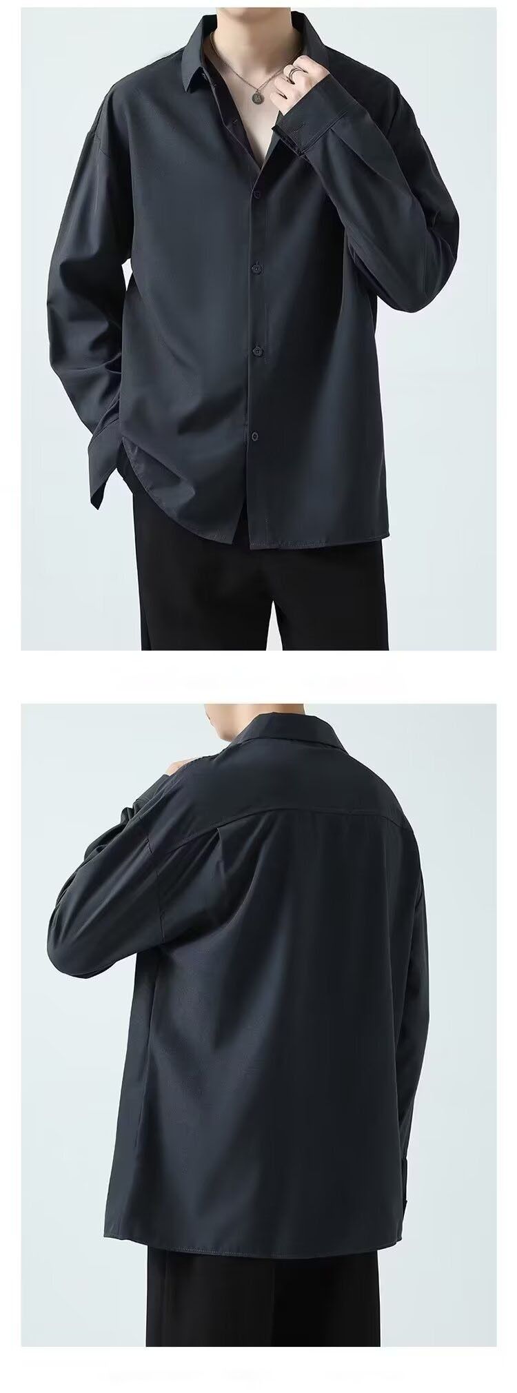 Marchio di moda autunnale a maniche lunghe da uomo nero, versatile e ampio per adolescenti, giacca casual alla moda_voghion.com