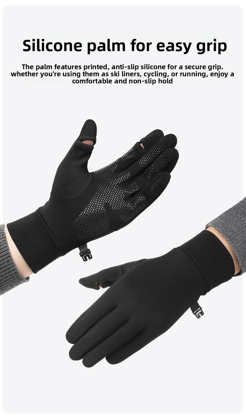 Outdoor Thin Fleece Skiing Inner Gloves Lining Autumn Winter Driving Touchscreen Non-Slip Cycling Sports_voghion.com