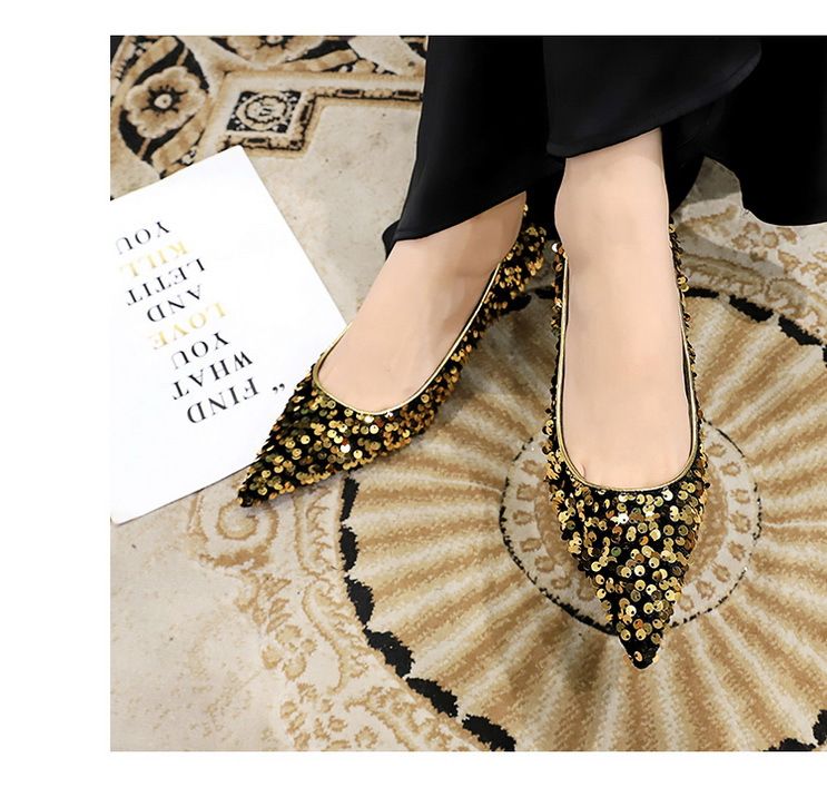 Glitzernde High Heels mit spitzer Zehenpartie für Damen – Elegante Partyschuhe mit niedrigem Schnitt und Glitzerstoff und bequemem Mittelabsatz für Frühling und Herbst_voghion.com