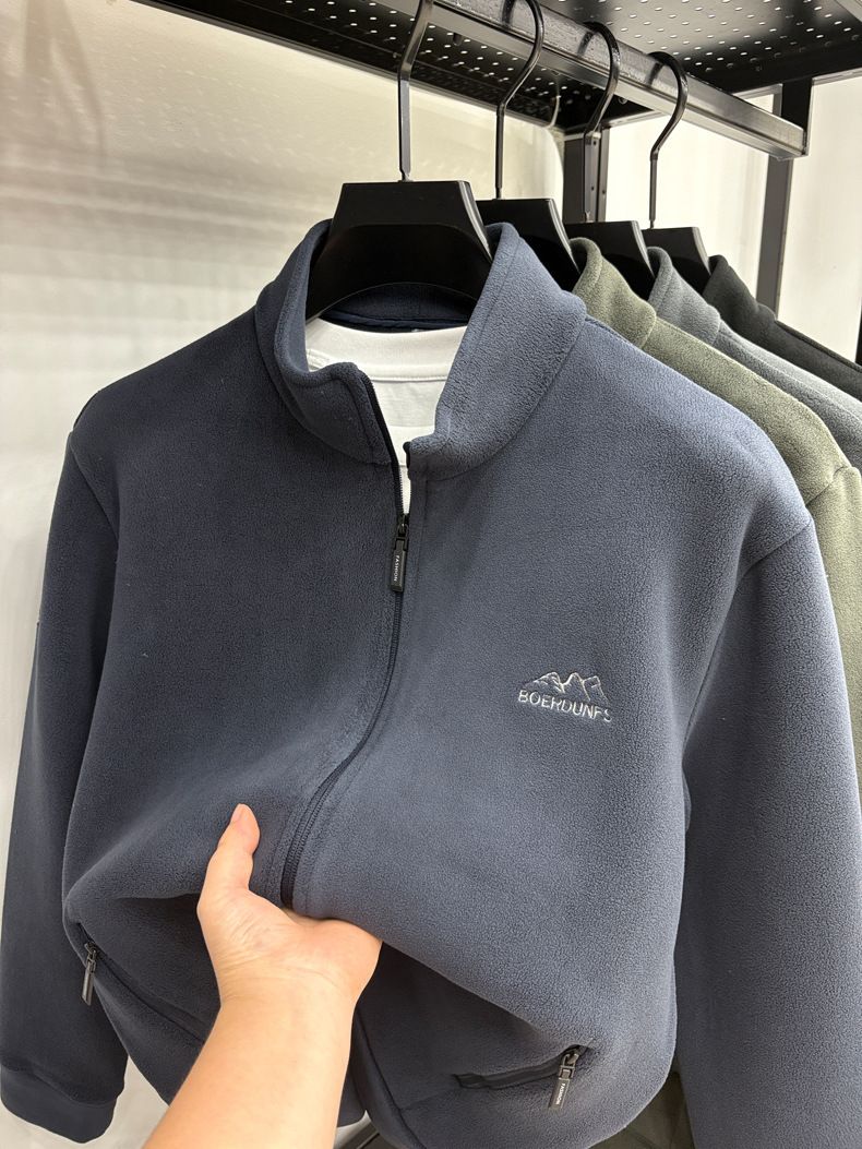 Giacca in pile con cerniera e collo alto da uomo - Pullover caldo con morbida fodera in sherpa, leggero e comodo per l'abbigliamento casual da lavoro e quotidiano_voghion.com