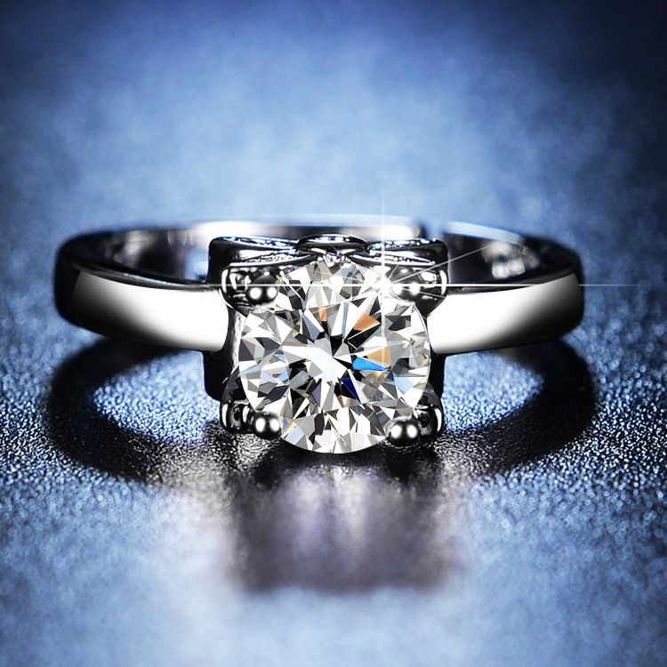 Live streaming light luxury design fashionable diamond inlaid moissanite one carat open zircon ring for women_voghion.com