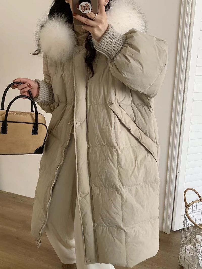 Damenmode lange Kapuzenjacke Warme Jacke_voghion.com