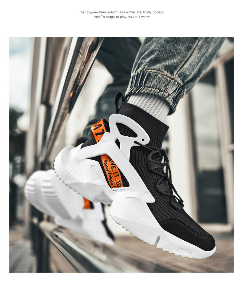 Trendy Dad 2022 Herbst Flyknit High Top Casual Sports Ultraleichte große Herrenschuhe_voghion.com