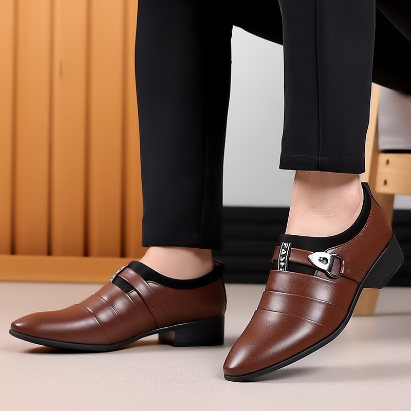 Formal Shoes For Man Dress Leather Shoes Oxfords Shoes Comfortable Pointed-Toe Business Casual Shoes Slip-On_voghion.com