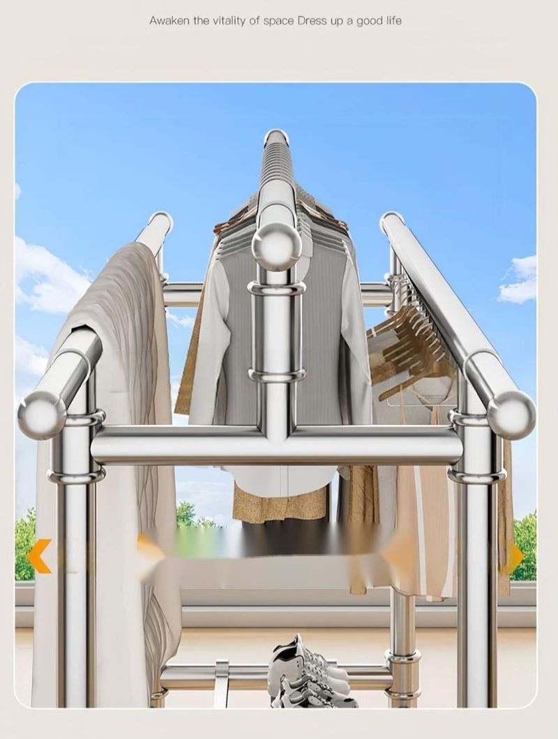 Molensige 304 Laser Full Welding Thickened Stainless Steel Telescopic Clothes Rustproof Balcony Dormitory Drying Rack_voghion.com
