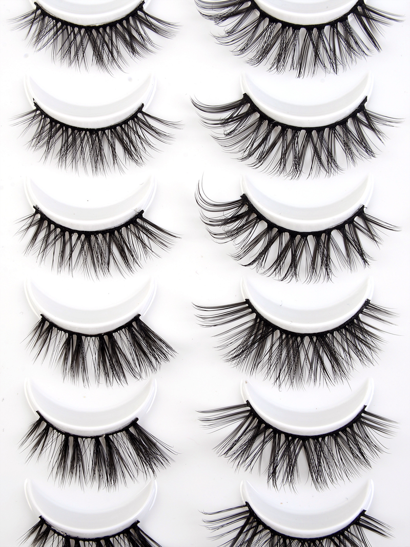 Cils en fibres chimiques 3D chauds, boucles stéréo naturelles, 20 paires de faux cils de plus que les cils plats_voghion.com
