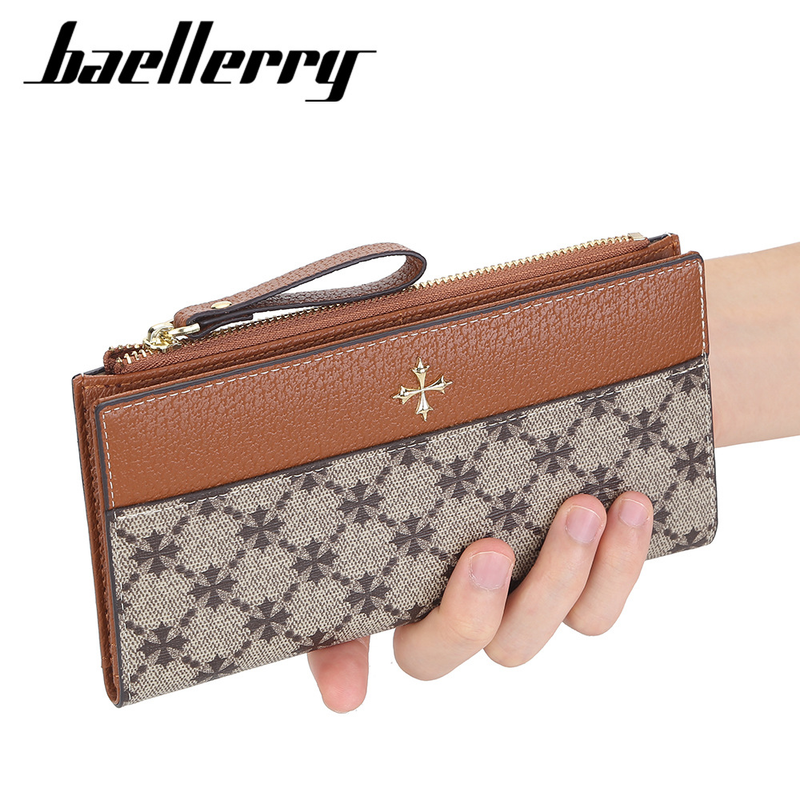 Baellerry Neutral Long Wallet Retro Multi-card Clutch Leather Printing Mobile Phone Bag Women's Bag_voghion.com