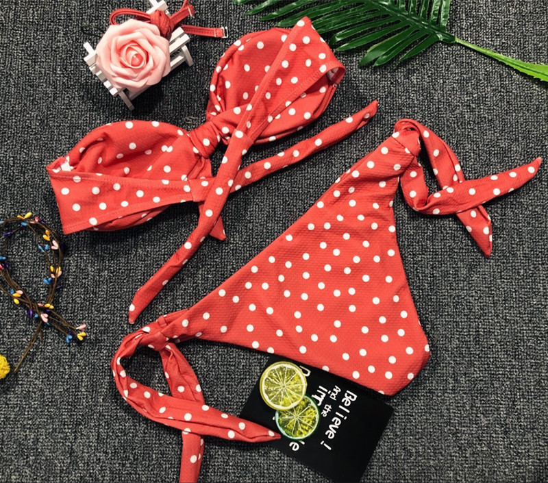 bikini sexy split bikini polka dot print swimsuit_voghion.com