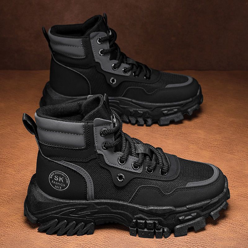 Men's Martin Spring Breathable High-Top British Style Work Outdoor Hiking Desert Combat Yellow Boots_voghion.com