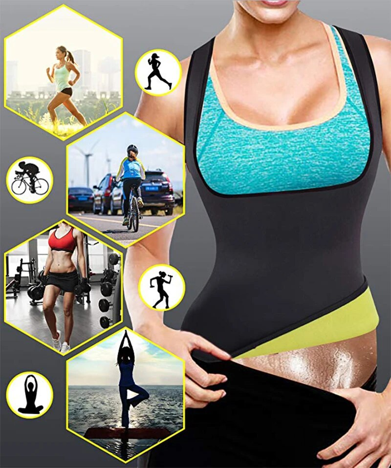 Donna Neoprene Shapewear Vita Trainer Corsetto Dimagrante Sudore Sauna Gilet Termico Body Shaper Palestra Allenamento Canotte_voghion.com