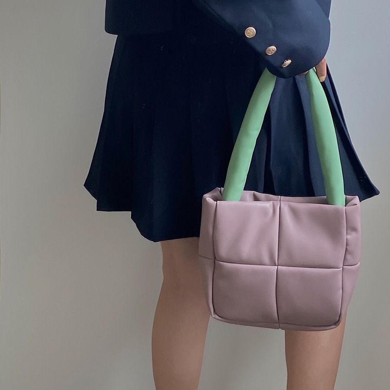Damen Herbst neue koreanische Version Instagram Mädchen Handtasche Dilireba gleiche weiche Leder Diamant Gitter kleine quadratische Tasche_voghion.com